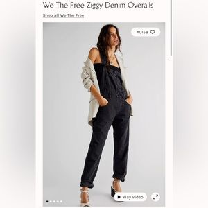 Free People Ziggy Overalls Size XL. mineral black. Like new